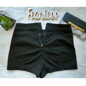 UO Silence + Noise high rise black zip shorts